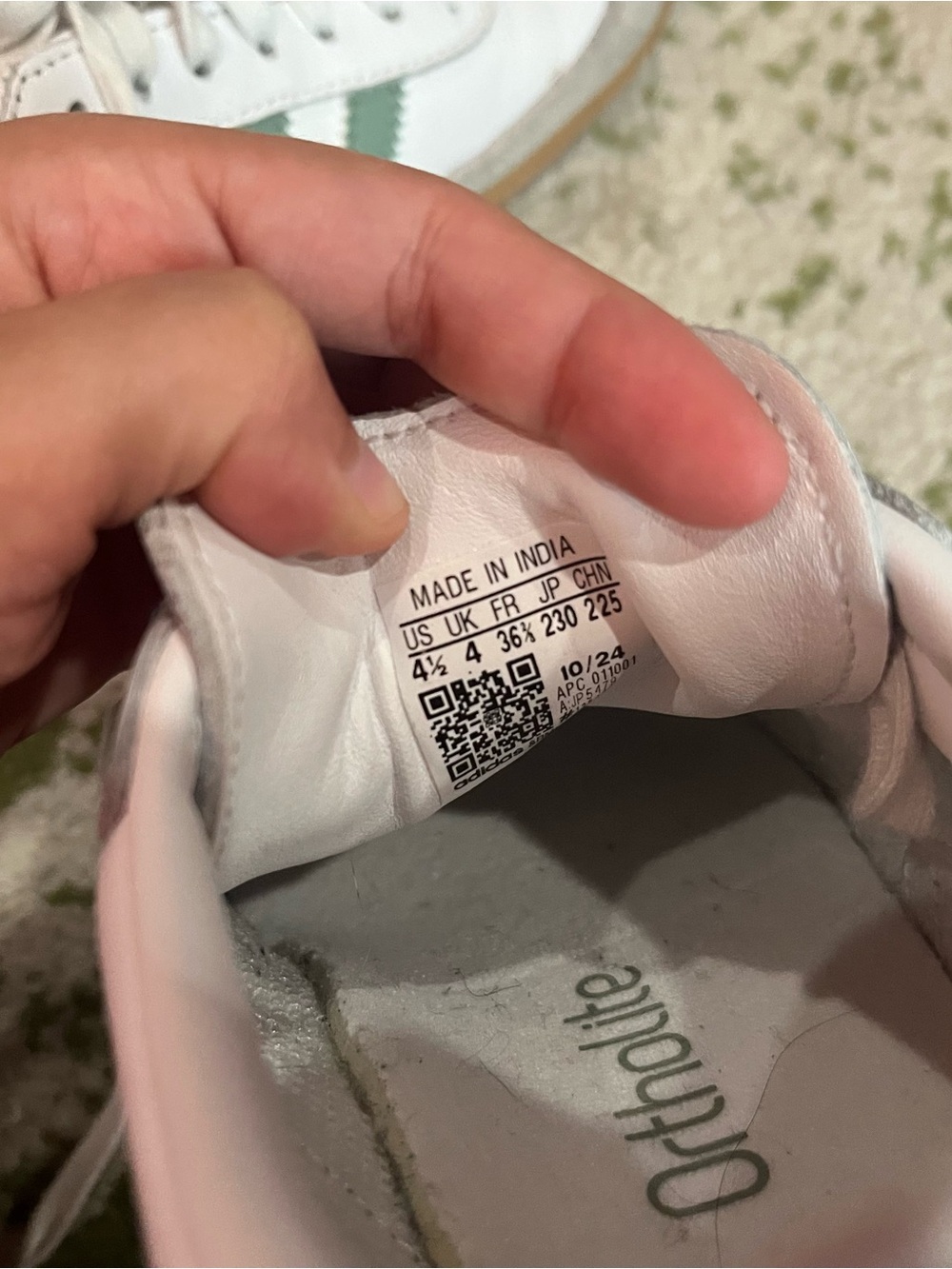 adidas White Sneakers with Green Stripes and Suede Toe - Picture 7 of 7